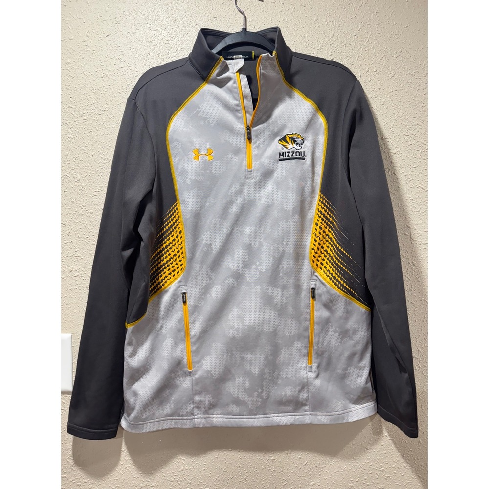 Under Armour Mizzou Tigers Mens Medium‎ Gray Quarter Zip Pullover Jacket NCAA